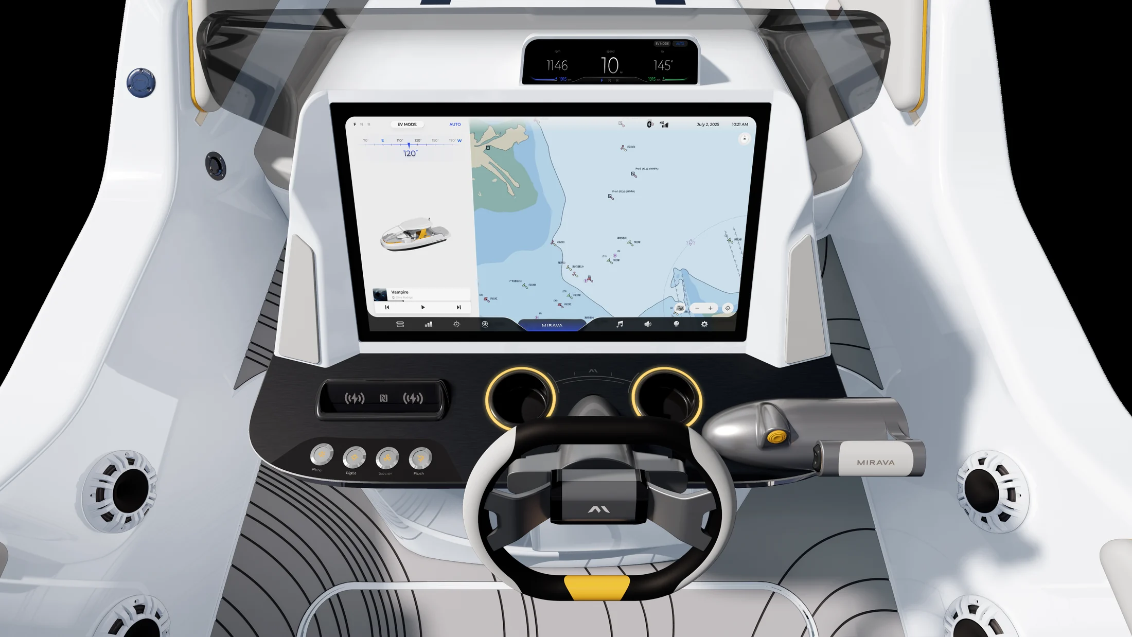 MIRAVA integrated helm with linked primary and secondary displays
