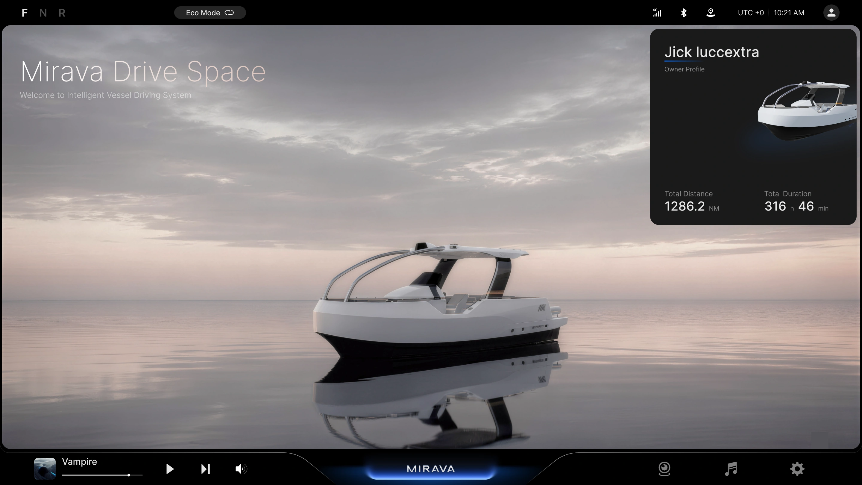 MIRAVA boat displayed in the Drive Space interface