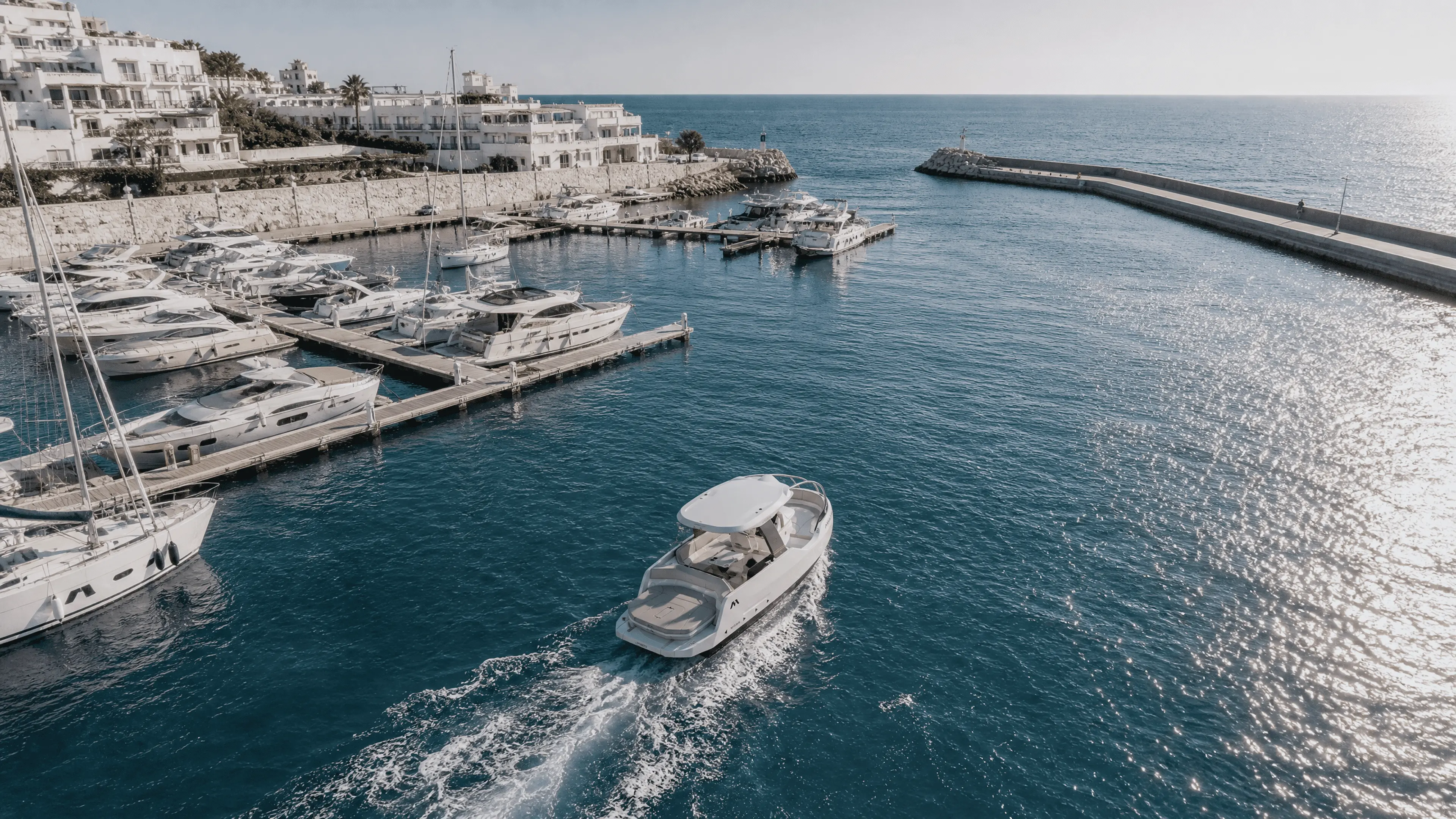 MIRAVA leaving the marina for open water