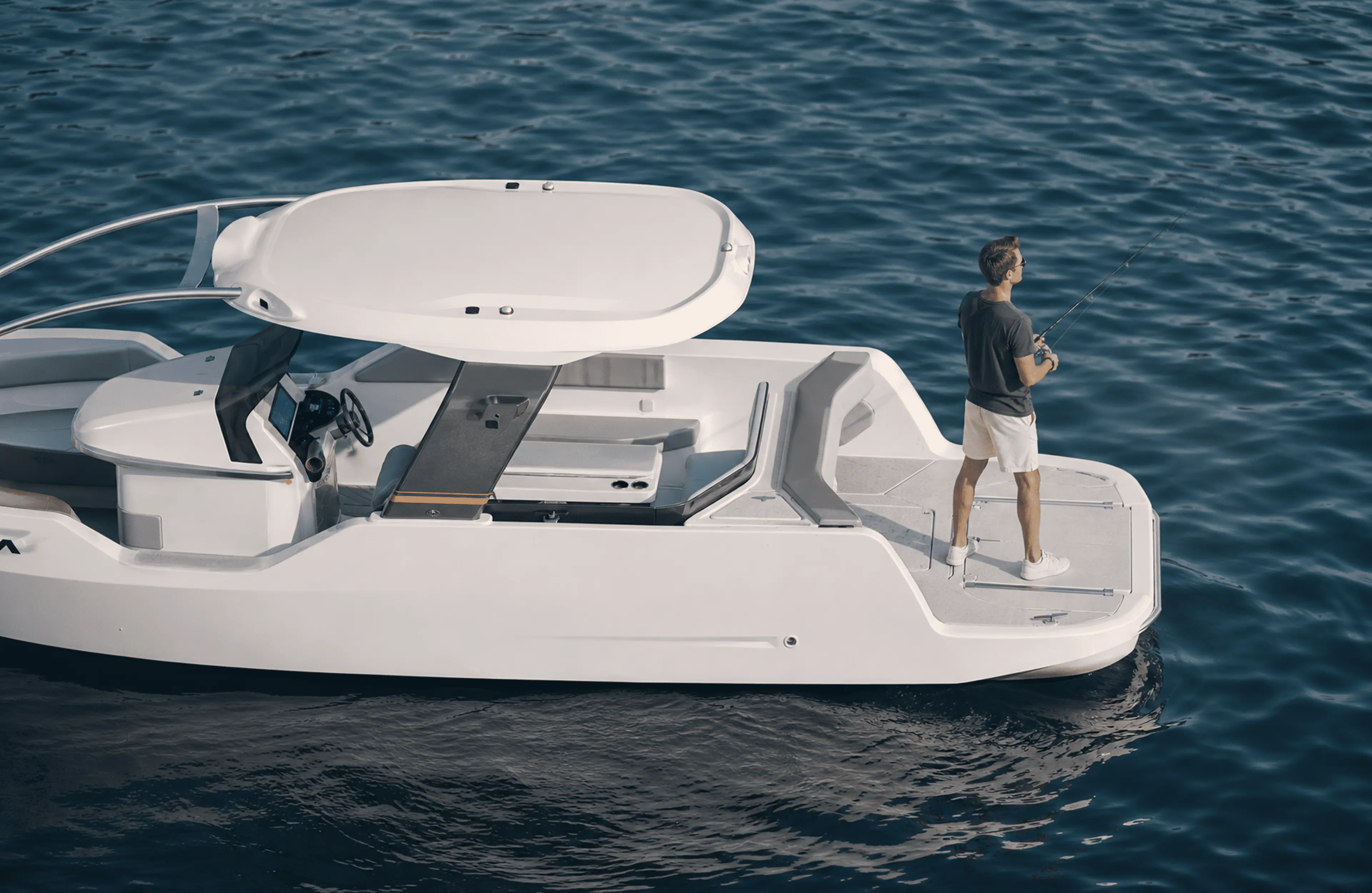 Fishing from the stern deck of a MIRAVA boat